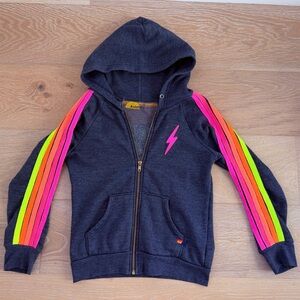 Aviator Nation Hoodie with Neon Stripes Size 12 🩷🧡💛 AV Nation